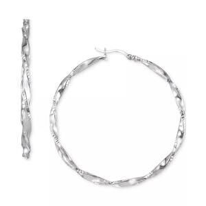 Macy’s Two-Tone Twisted Hoop Earrings – Sterling Silver 45mm
